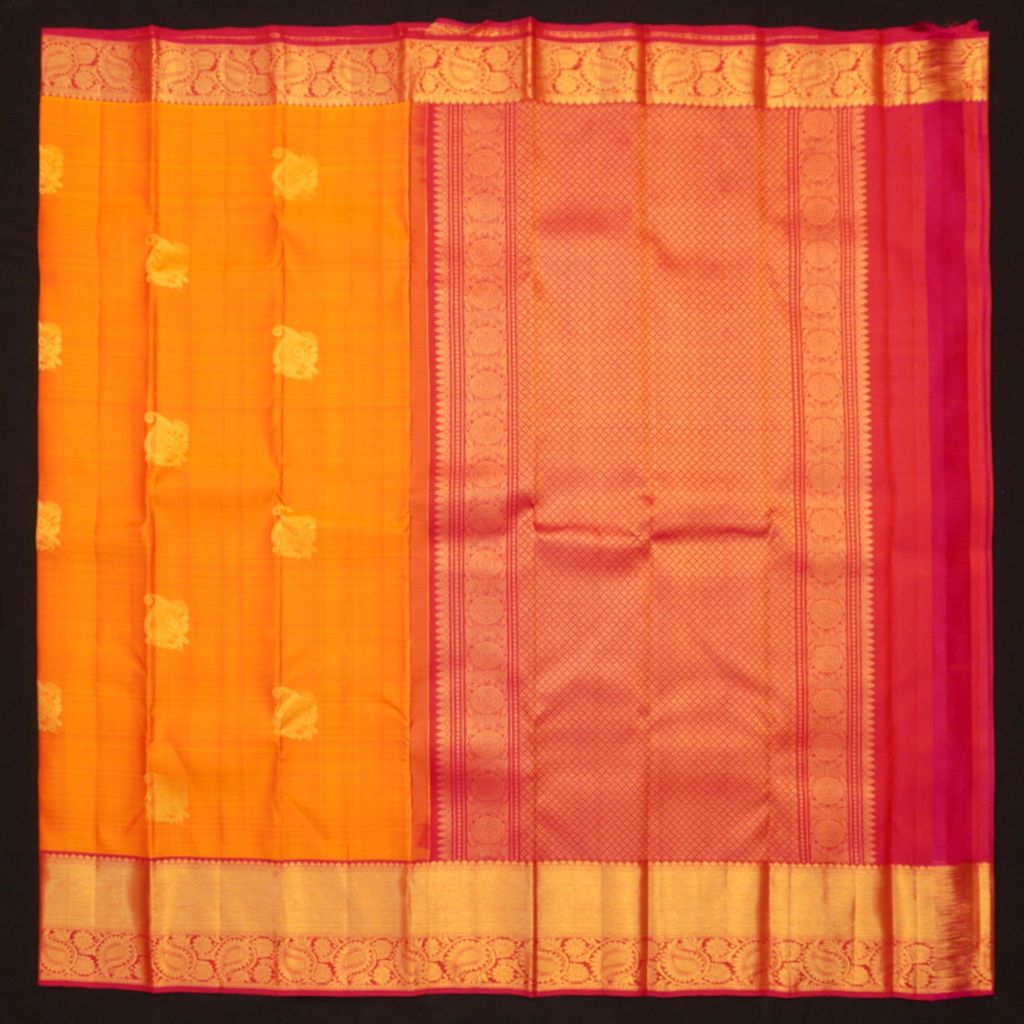 Mustard Yellow Traditional Kanchipuram Silk Saree