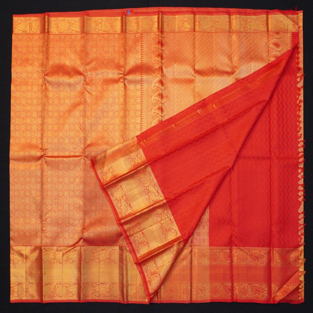 Red Bridal Kanchipuram Silk Saree Pure Gold Zari