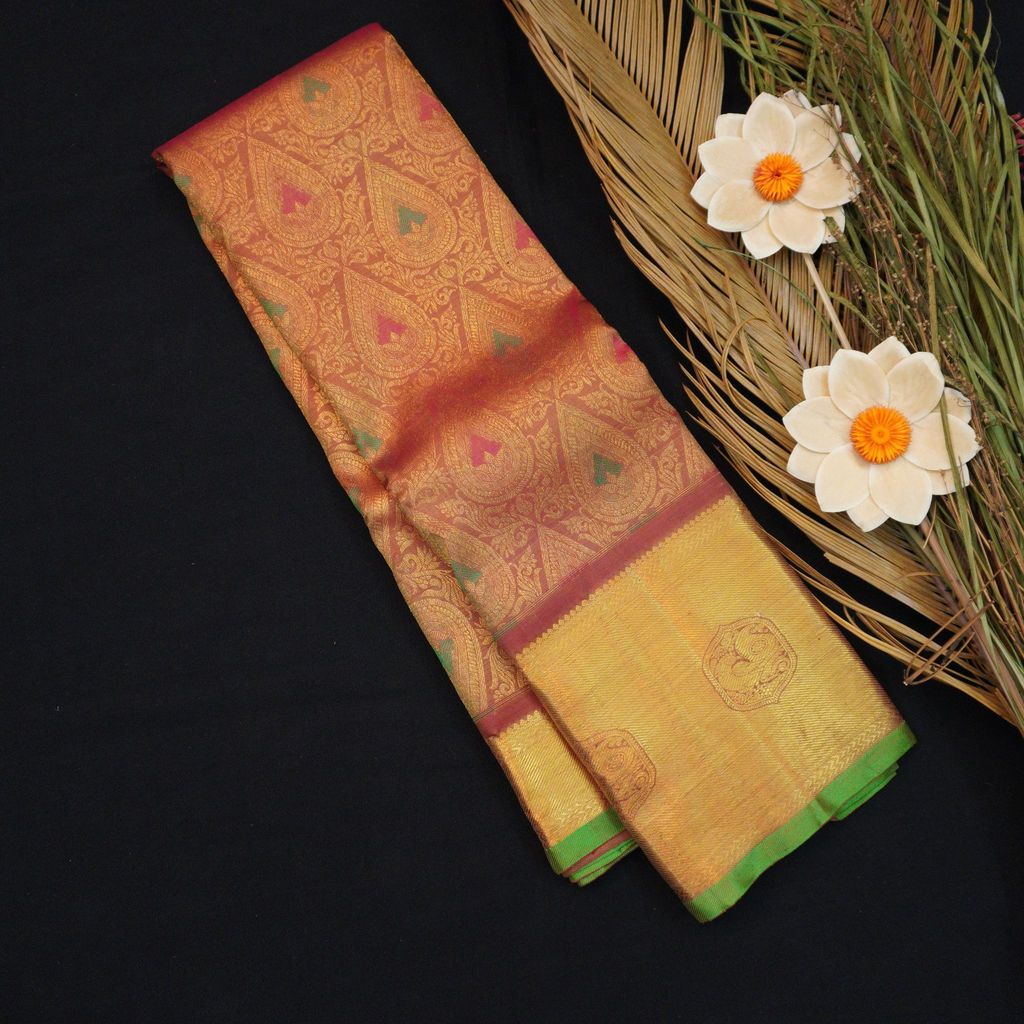 Radiant Red Kanchipuram Silk Bridal Saree: Pure Gold Zari