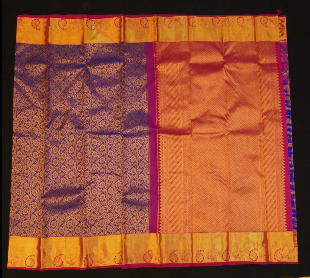 Violet with Pure Gold Zari Kanchipuram Silk Saree - Bridal Collections