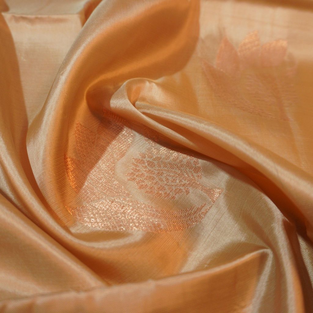 Trendy Beige Color Kanchipuram Soft Silk Saree in Copper Zari