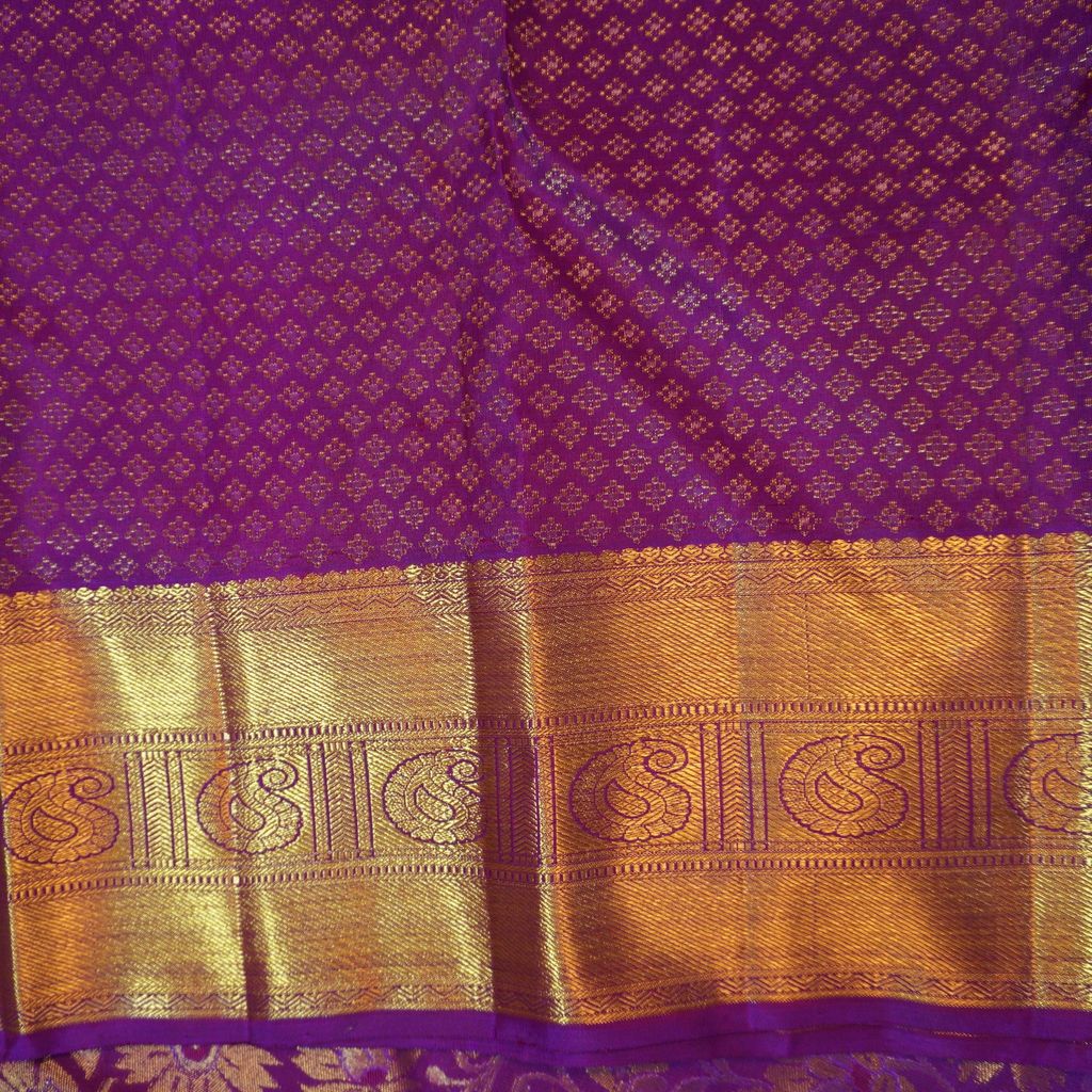 Violet Floral Bridal Kanchipuram Handloom Silk Saree - Vivaaha Silks