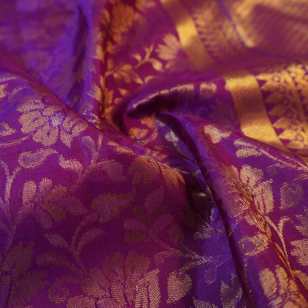 Violet Floral Bridal Kanchipuram Handloom Silk Saree - Vivaaha Silks