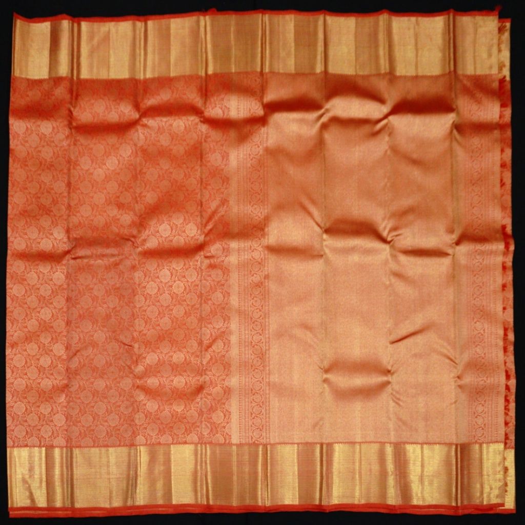 Chilli Red Jacquard Bridal Kanchipuram Pure Zari Silk Saree