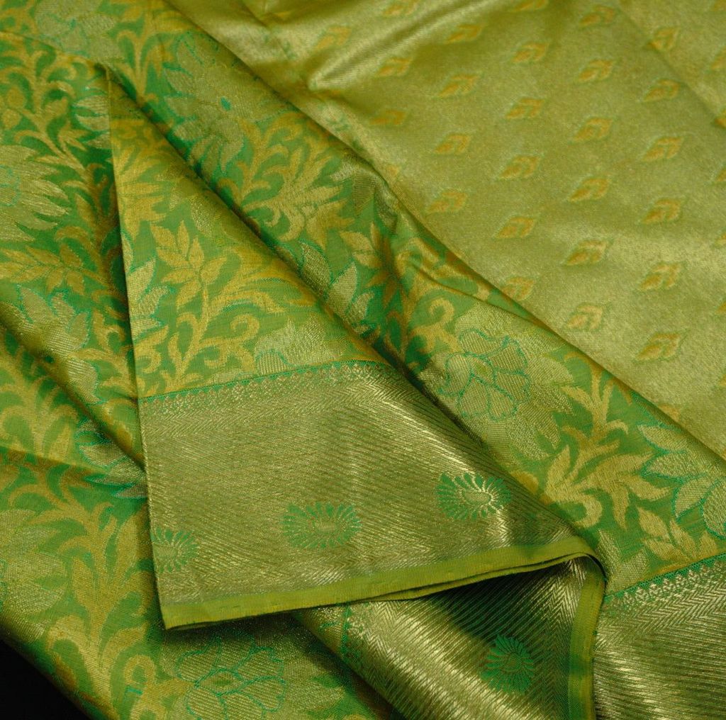 Sheen Green Jacquard Bridal Kanchipuram Pure Zari Silk Saree