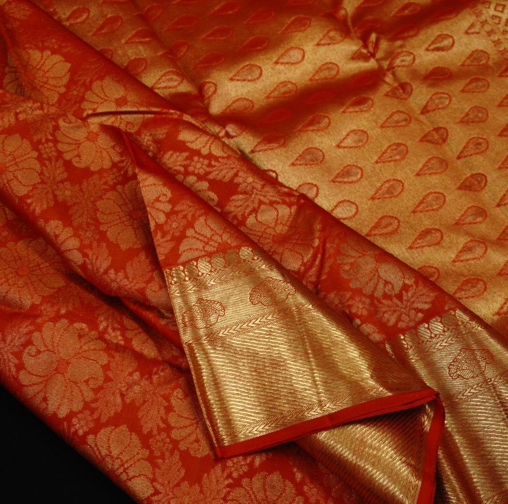 Chilli Red Jaal Jacquard Bridal Kanchipuram Silk Saree