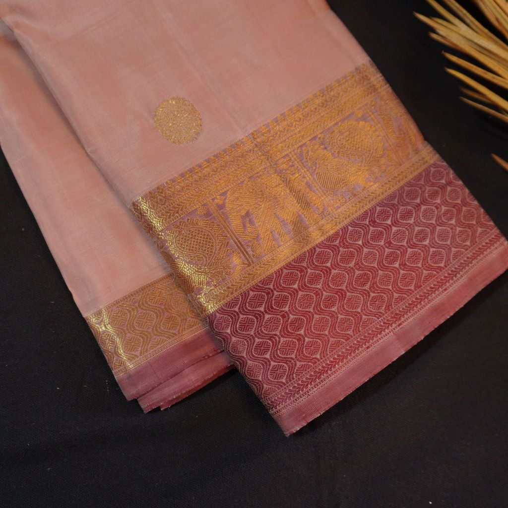 Dull Onion Pink Traditional Kanchipuram Silk Saree
