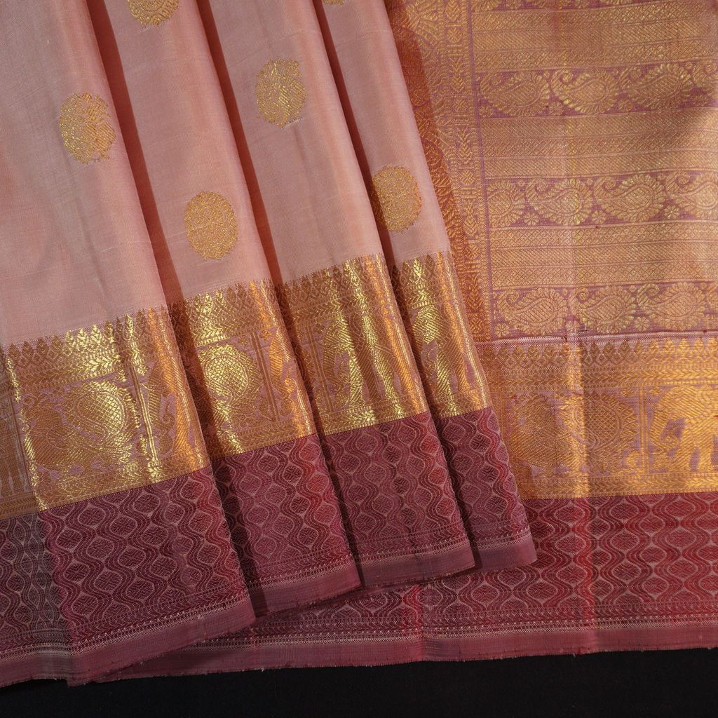 Dull Onion Pink Traditional Kanchipuram Silk Saree