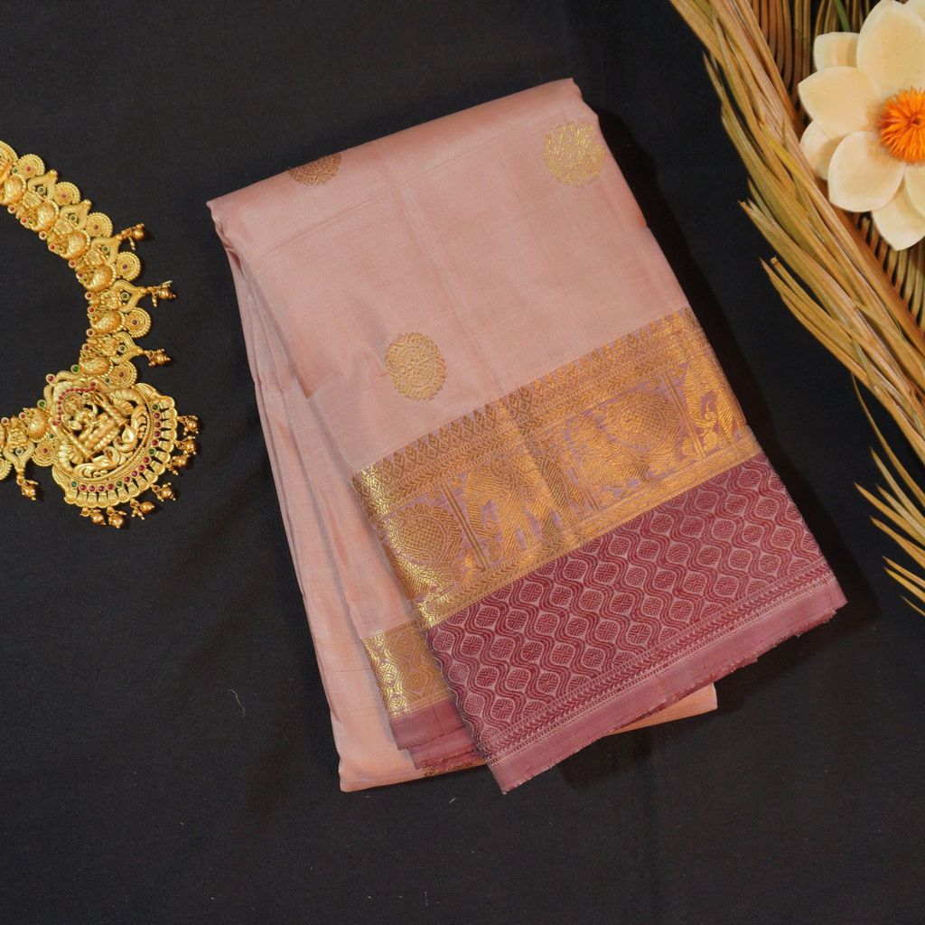 Dull Onion Pink Traditional Kanchipuram Silk Saree