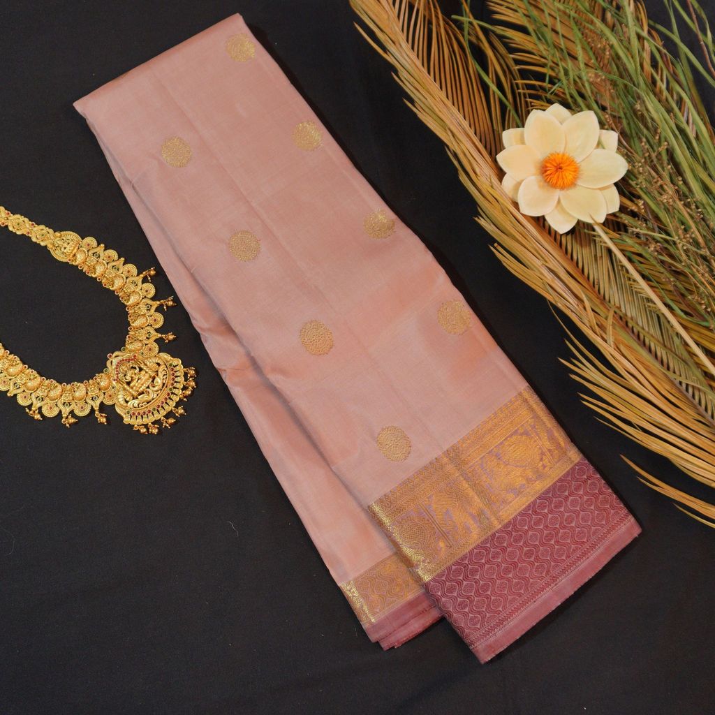 Dull Onion Pink Traditional Kanchipuram Silk Saree