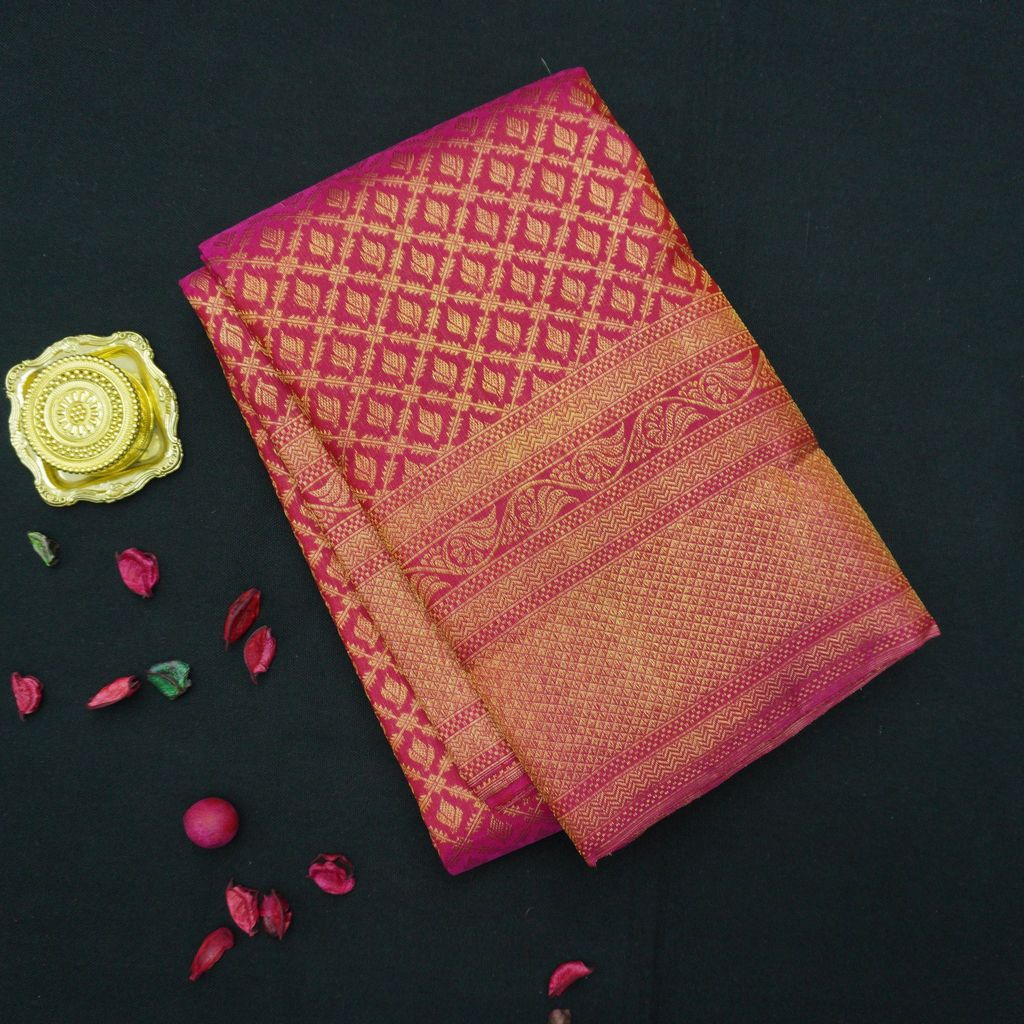 Rani Pink Kanchipuram Silk Saree Self Jacquard