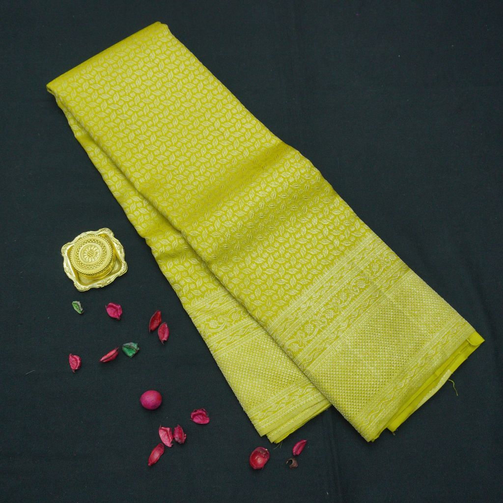 Lemon Green Kanchipuram Silk Saree Self Jacquard