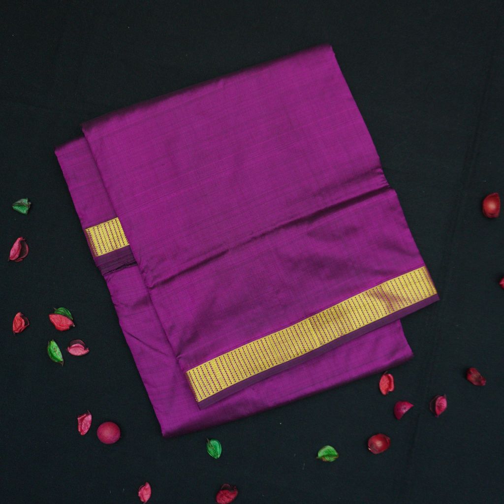 10-Yard Kanchipuram Silk Saree in Magenta Color - Madisar