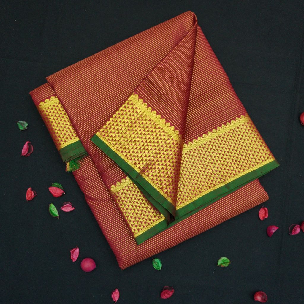 Red Kanchipuram Silk Saree - 9 Yard Bridal Saree