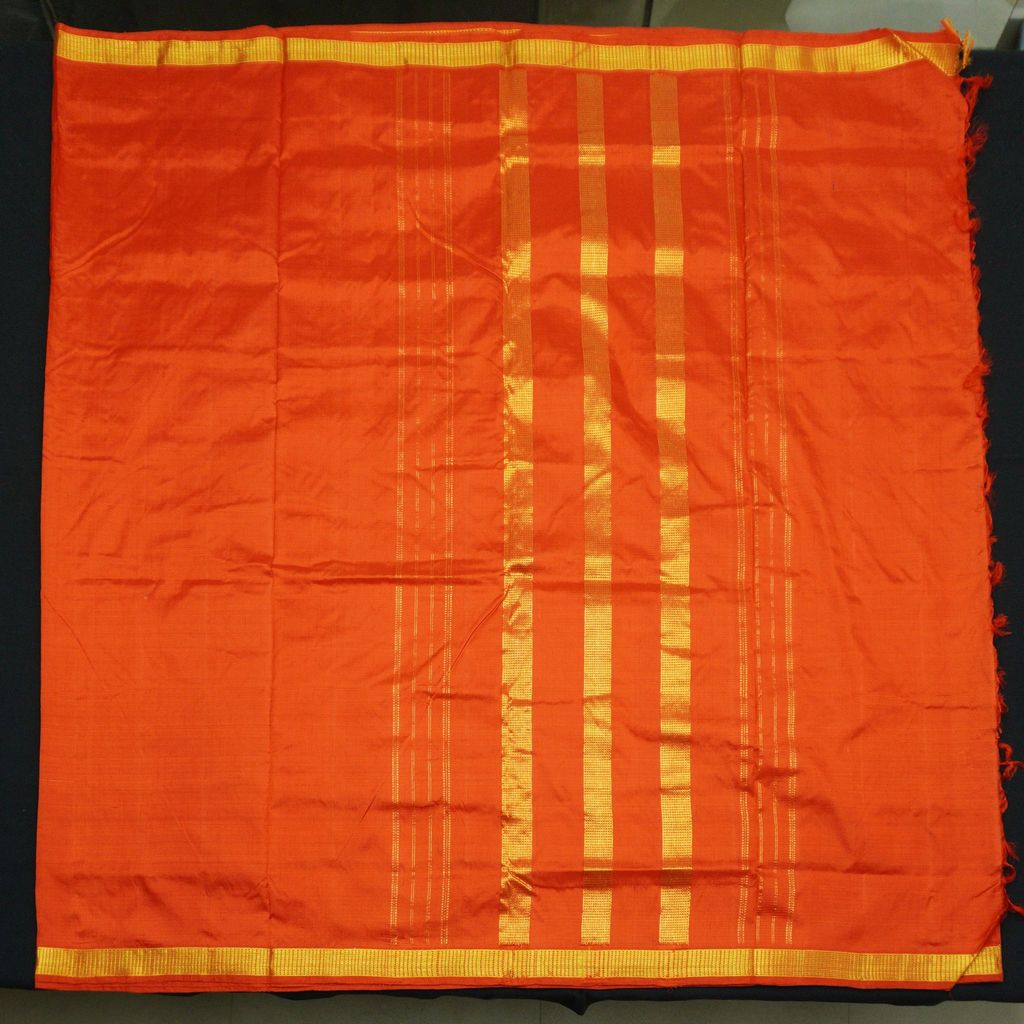 Orange Kanchipuram Pure Silk Saree - 10 Yard Saree