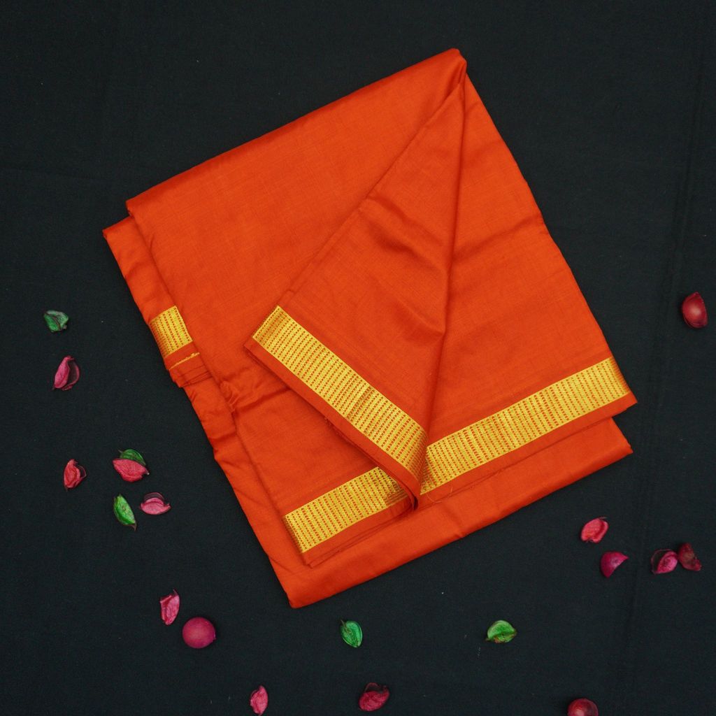 Orange Kanchipuram Pure Silk Saree - 10 Yard Saree