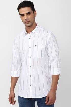Men Grey Slim Fit Textured Full Sleeves Casual Shirt