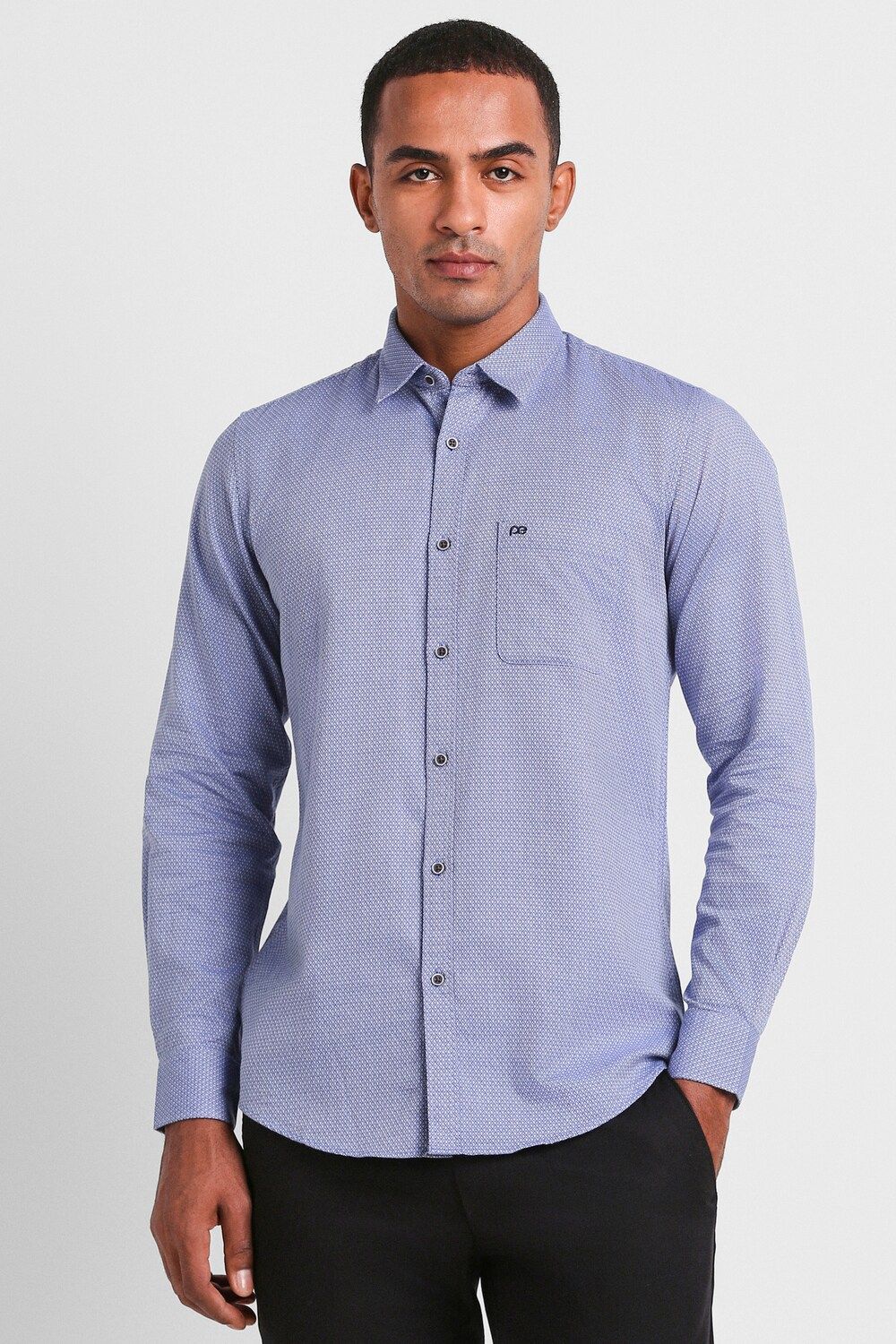 Men Blue Slim Fit Print Full Sleeves Casual Shirt