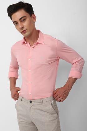Men Pink Athletic Fit Formal Full Sleeves Formal Shirt