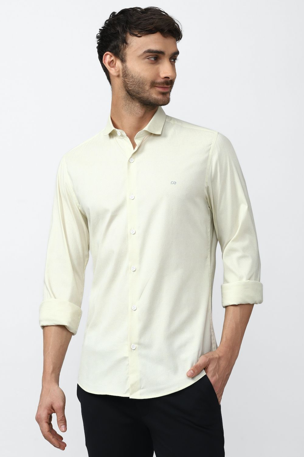 Men Green Athletic Fit Formal Full Sleeves Formal Shirt