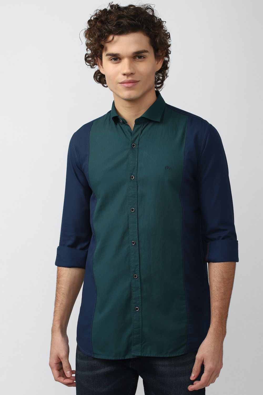 Men Navy Slim Fit Print Full Sleeves Casual Shirt