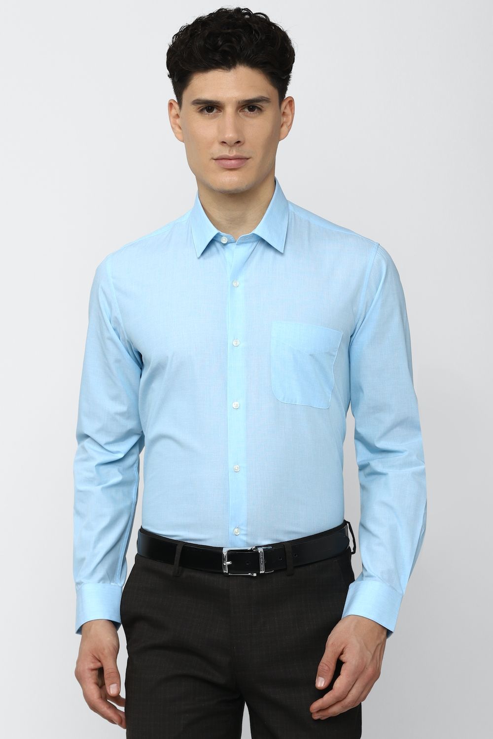 Men Blue Regular Fit Formal Full Sleeves Formal Shirt