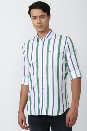 Men Multi Slim Fit Stripe Full Sleeves Casual Shirt