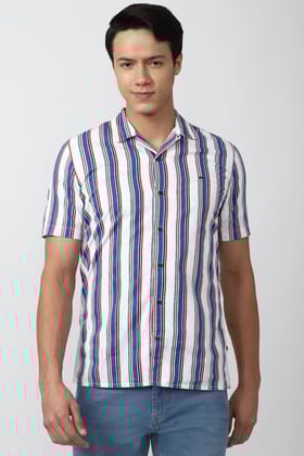 Men Multi Super Slim Fit Stripe Half Sleeves Casual Shirt