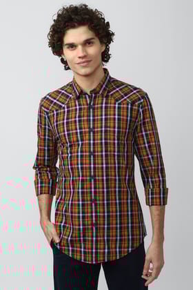 Men Multi Super Slim Fit Check Full Sleeves Casual Shirt