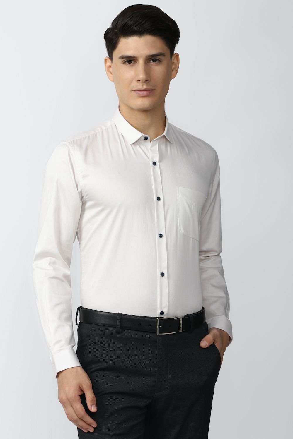 Men White Regular Fit Formal Full Sleeves Formal Shirt