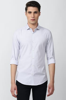 Men Grey Athletic Fit Formal Full Sleeves Formal Shirt