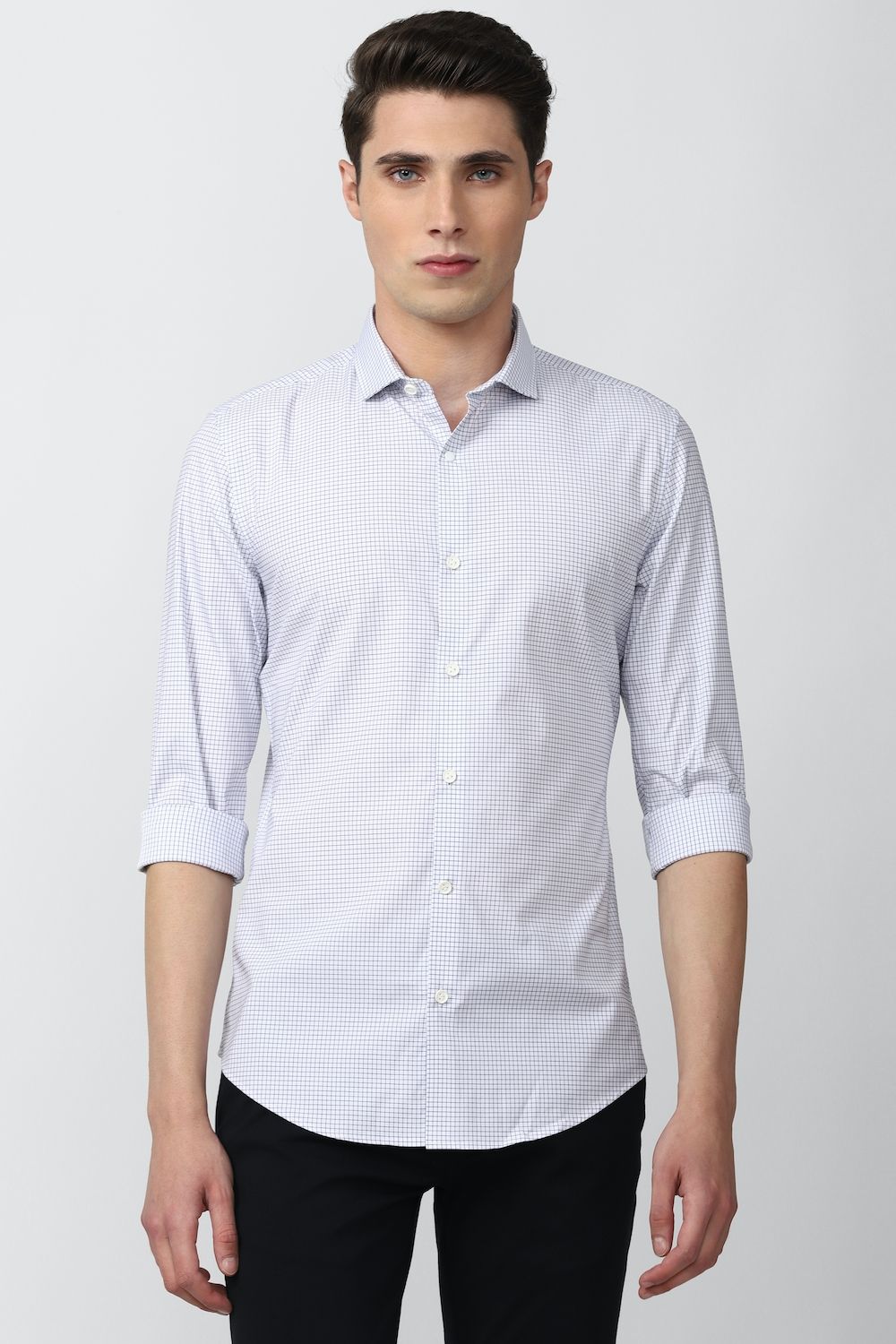 Men Grey Athletic Fit Formal Full Sleeves Formal Shirt
