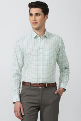 Men Green Regular Fit Formal Full Sleeves Formal Shirt