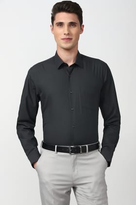 Men Grey Regular Fit Formal Full Sleeves Formal Shirt