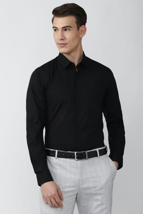 Men Black Slim Fit Formal Full Sleeves Formal Shirt