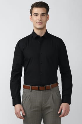 Men Black Regular Fit Formal Full Sleeves Formal Shirt
