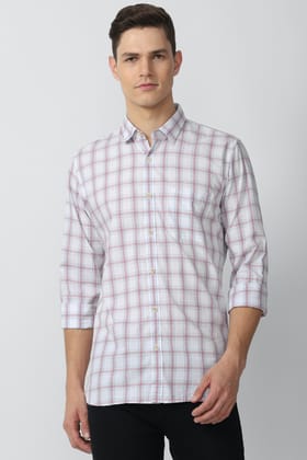 Men Grey Slim Fit Check Full Sleeves Formal Shirt