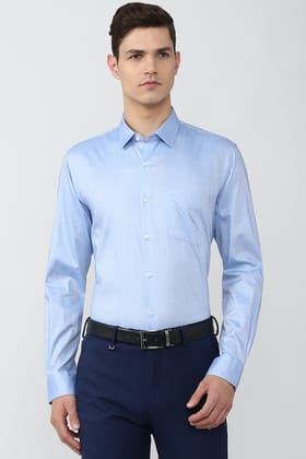 Men Blue Slim Fit Formal Full Sleeves Formal Shirt