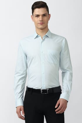 Men Blue Regular Fit Formal Full Sleeves Formal Shirt