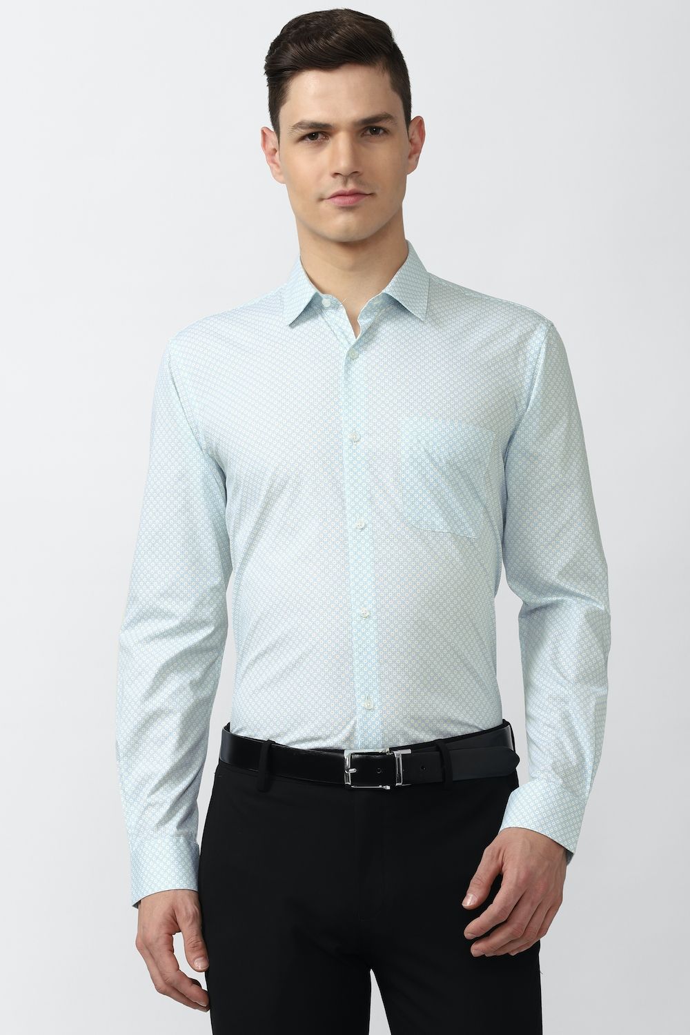 Men Blue Regular Fit Formal Full Sleeves Formal Shirt