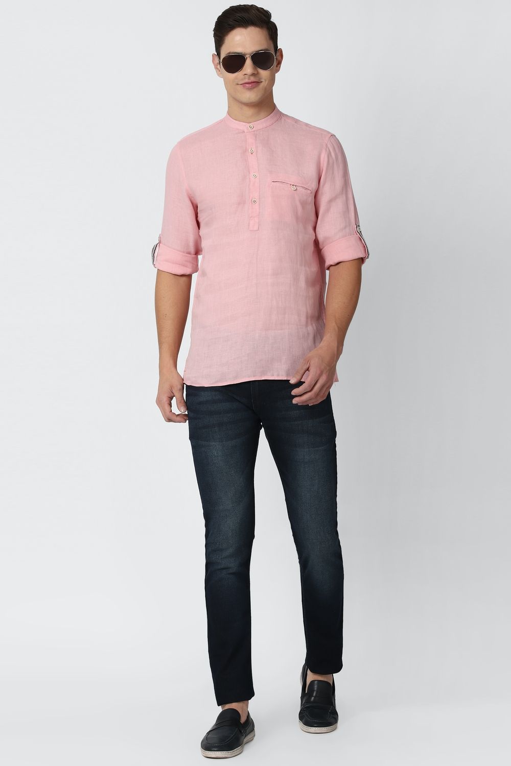 Men Pink Slim Fit Textured Full Sleeves Casual Shirt