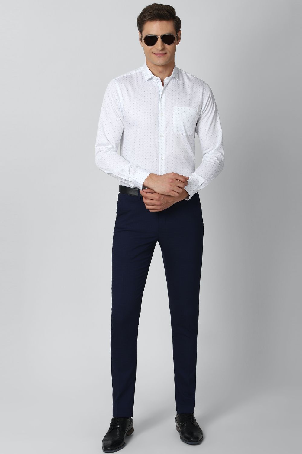 Men White Slim Fit Formal Full Sleeves Formal Shirt