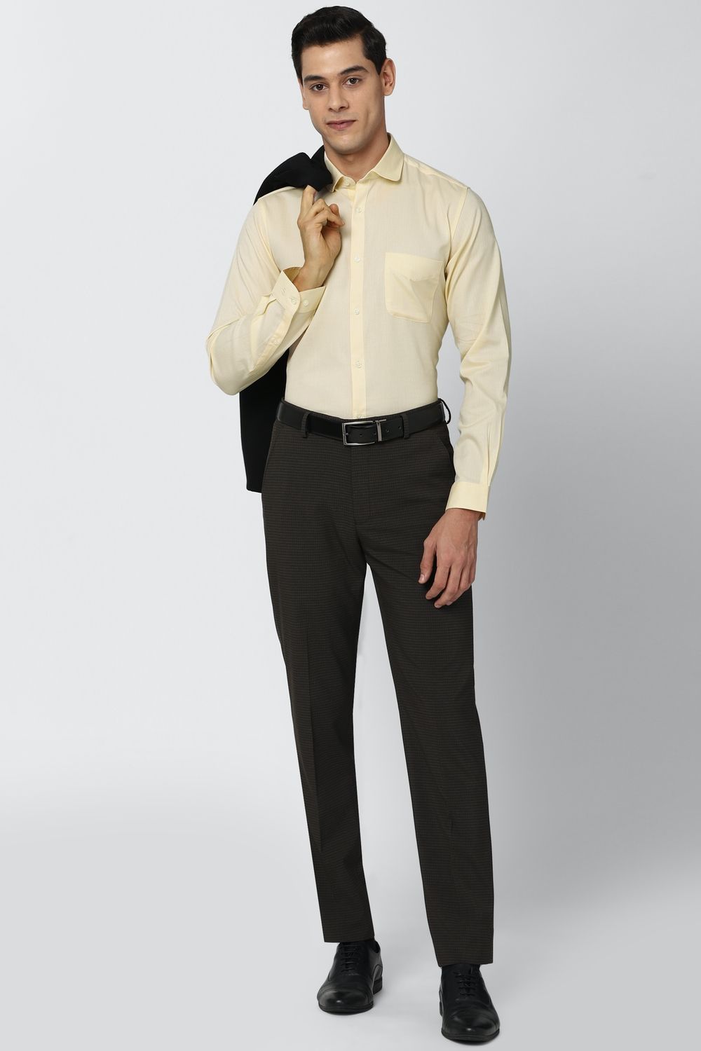 Men Yellow Slim Fit Formal Full Sleeves Formal Shirt