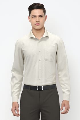 Men White Regular Fit Formal Full Sleeves Formal Shirt