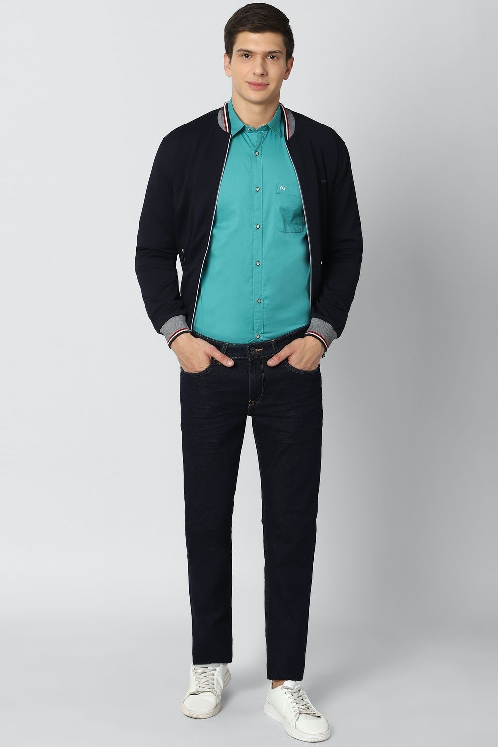 Men Green Slim Fit Solid Full Sleeves Casual Shirt