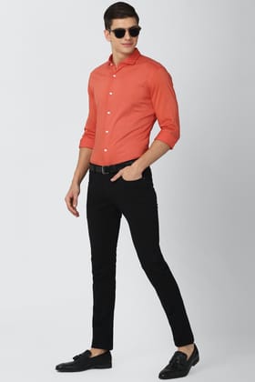 Men Red Athletic Fit Formal Full Sleeves Formal Shirt