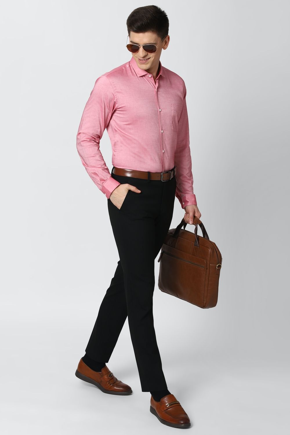 Men Pink Slim Fit Formal Full Sleeves Formal Shirt