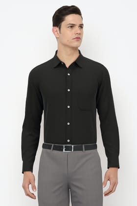Men Black Slim Fit Formal Full Sleeves Formal Shirt