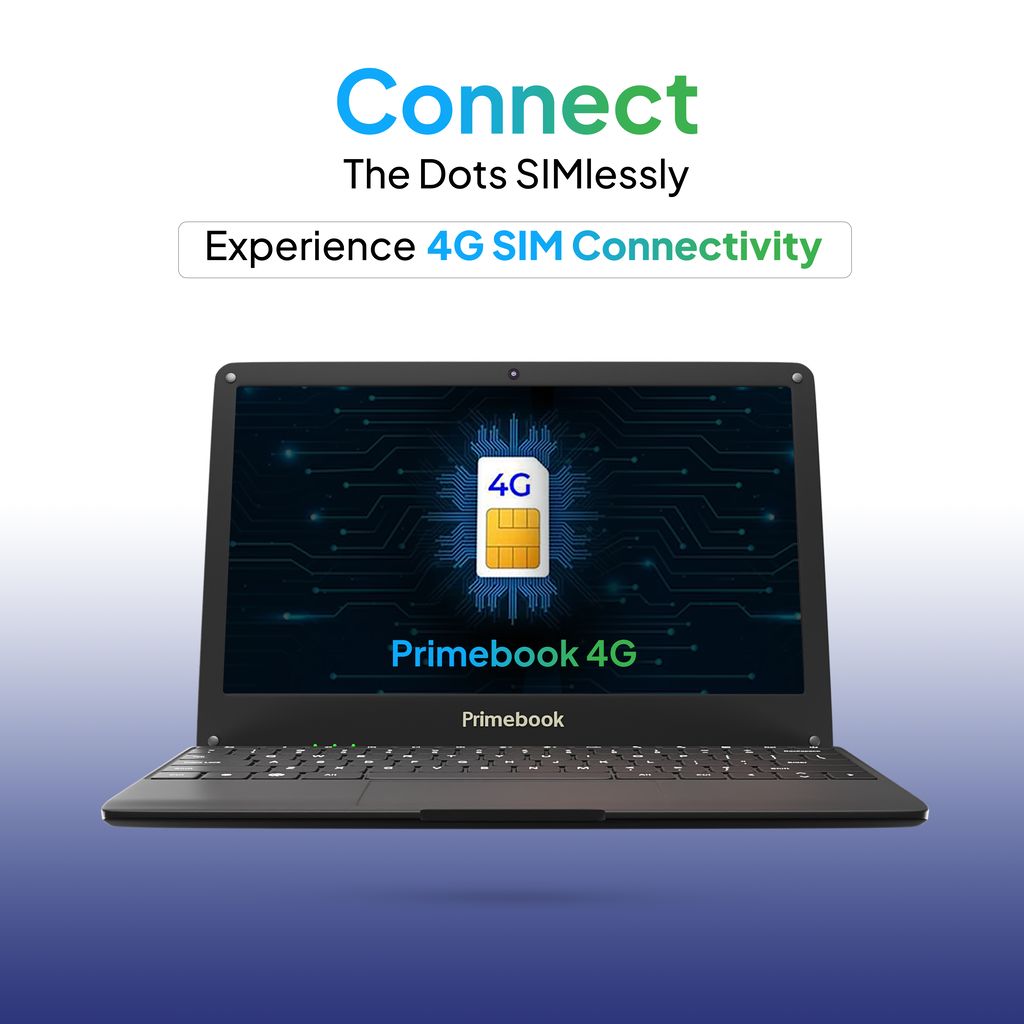 Primebook 4G Android Based MediaTek MT8788 - (4 GB/64 GB EMMC Storage/Prime OS) 4G Thin and Light Laptop (11.6 Inch, Black, 1.065 Kg)