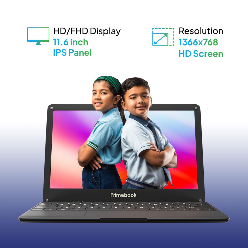 Primebook 4G Android Based MediaTek MT8788 - (4 GB/64 GB EMMC Storage/Prime OS) 4G Thin and Light Laptop (11.6 Inch, Black, 1.065 Kg)